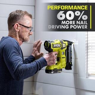 RYOBI ONE+ HP 18V 18-Gauge Brushless Cordless AirStrike Brad Nailer and ONE+ 18V 38 in. Crown Stapler (Tools Only) P322-P317