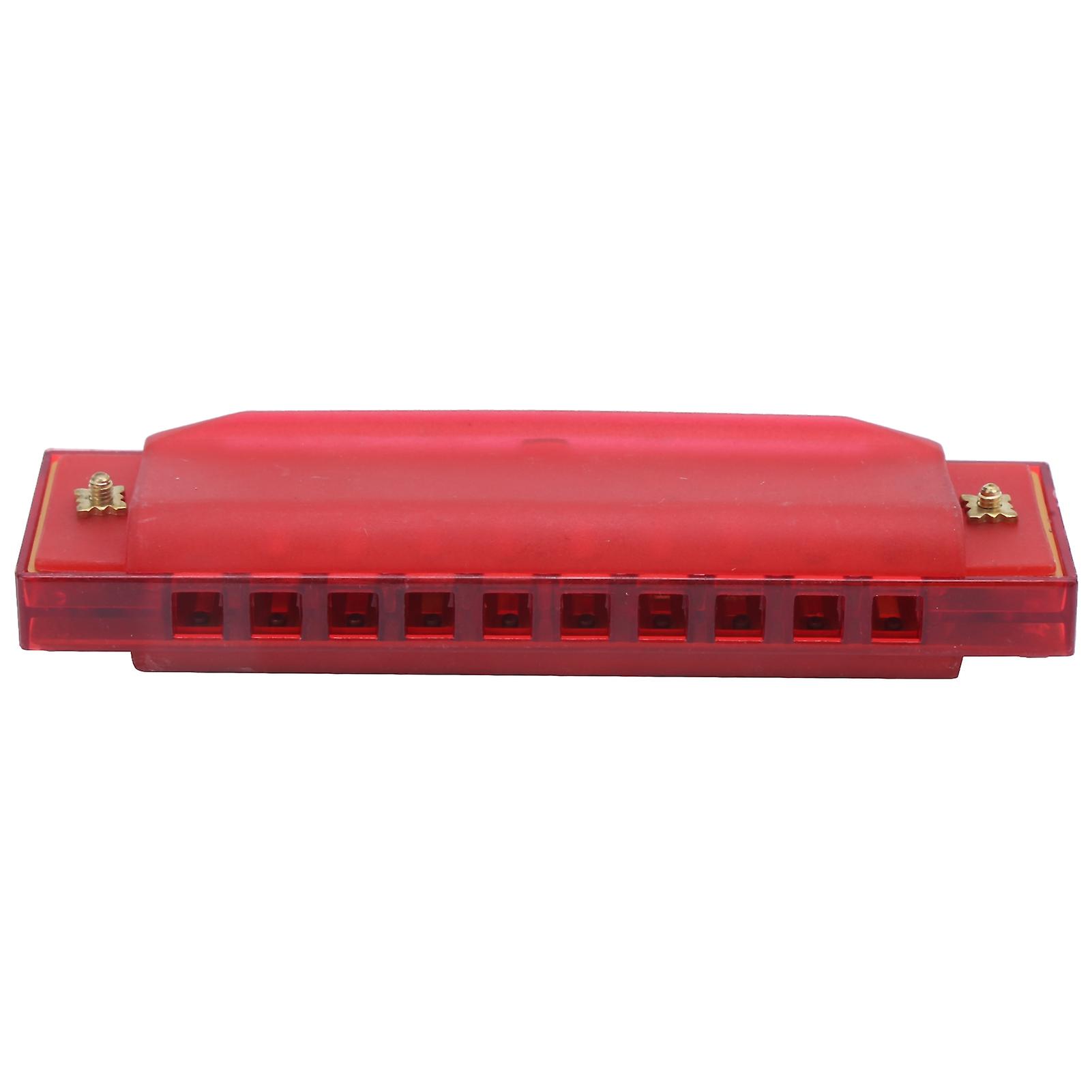 Harmonica Plastic Translucent 10 Hole With Storage Box For Kids Musical Instrumentcrimson