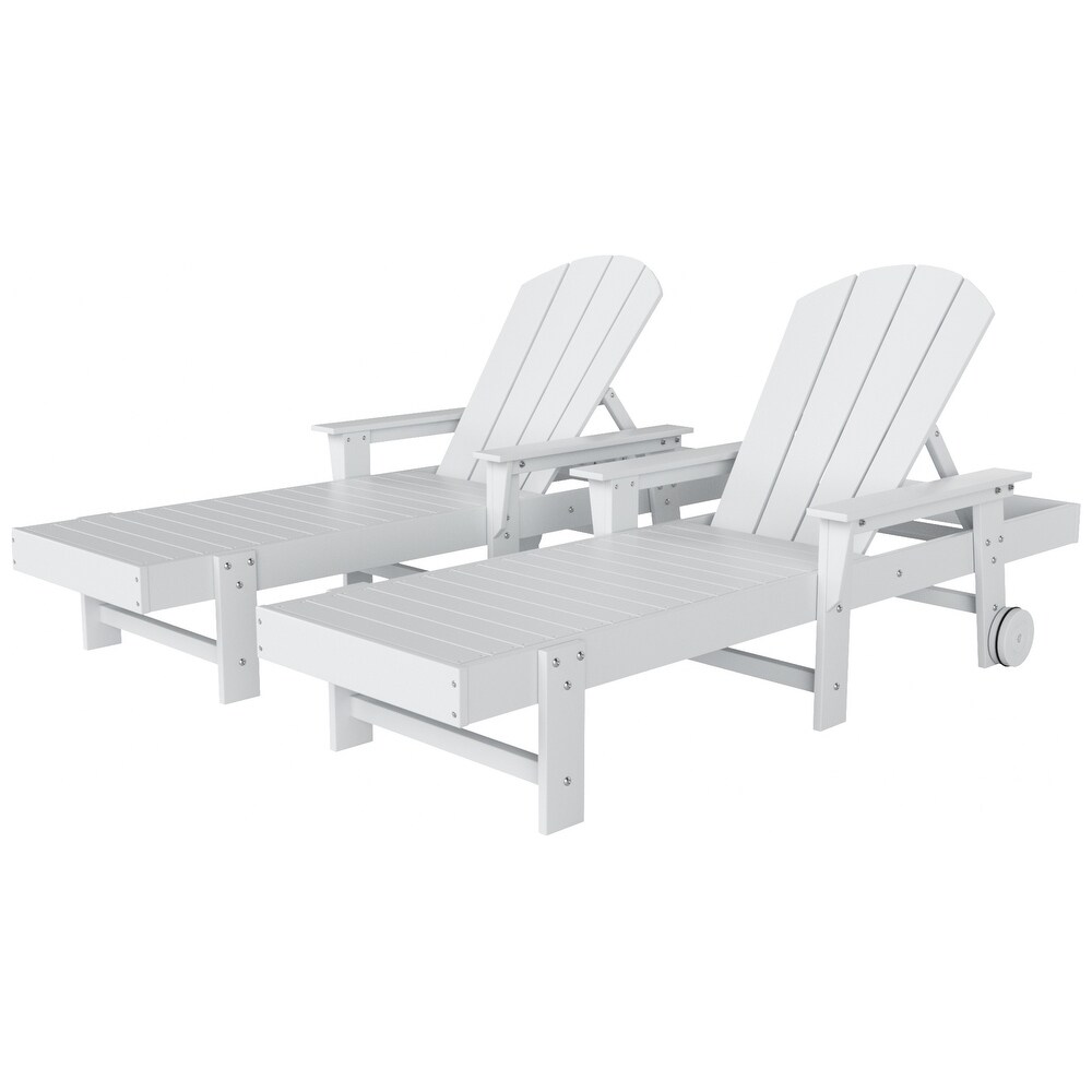 POLYTRENDS Laguna  Weather Poly Pool Outdoor Chaise Lounge   with Arms and Wheels (Set of 2)