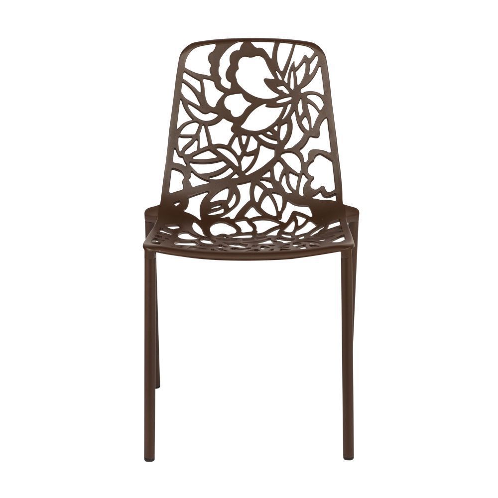 LeisureMod Modern Devon Aluminum Outdoor Accent Chair - Brown