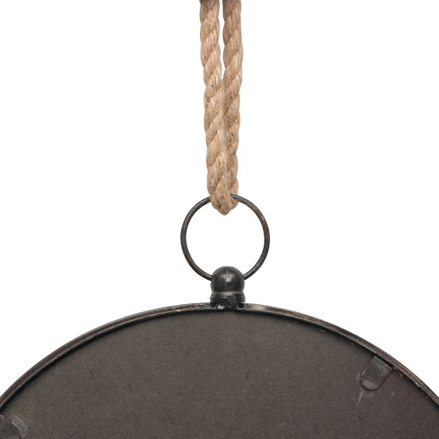 Large Round Metal Wall Mirror With Rope Hanging Loop Stonebriar Collection