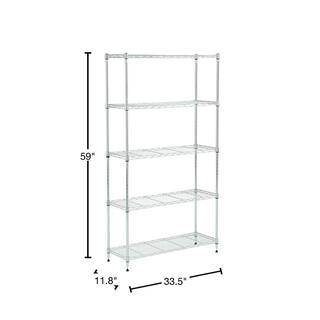 MZG Chrome 5-Tier Steel Shelving (11.8 in. x 33.5 in. x 59 in.) 3085150OAH501SG