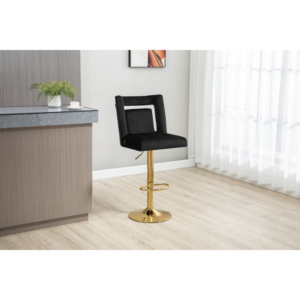 Velvet Bar Stools with Back and Footrest Counter Height Bar Chairs