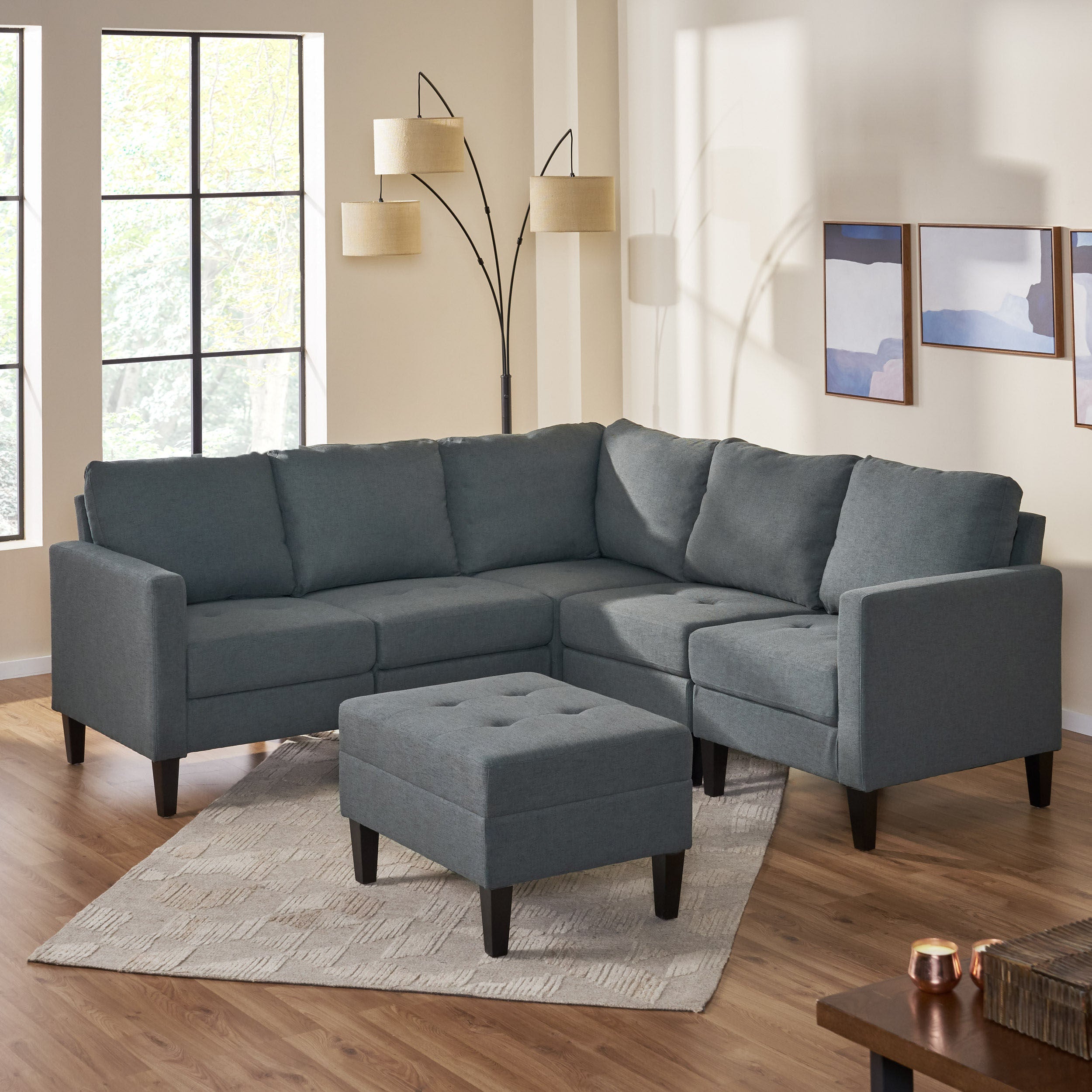 Bridger Fabric Sectional Couch with Ottoman