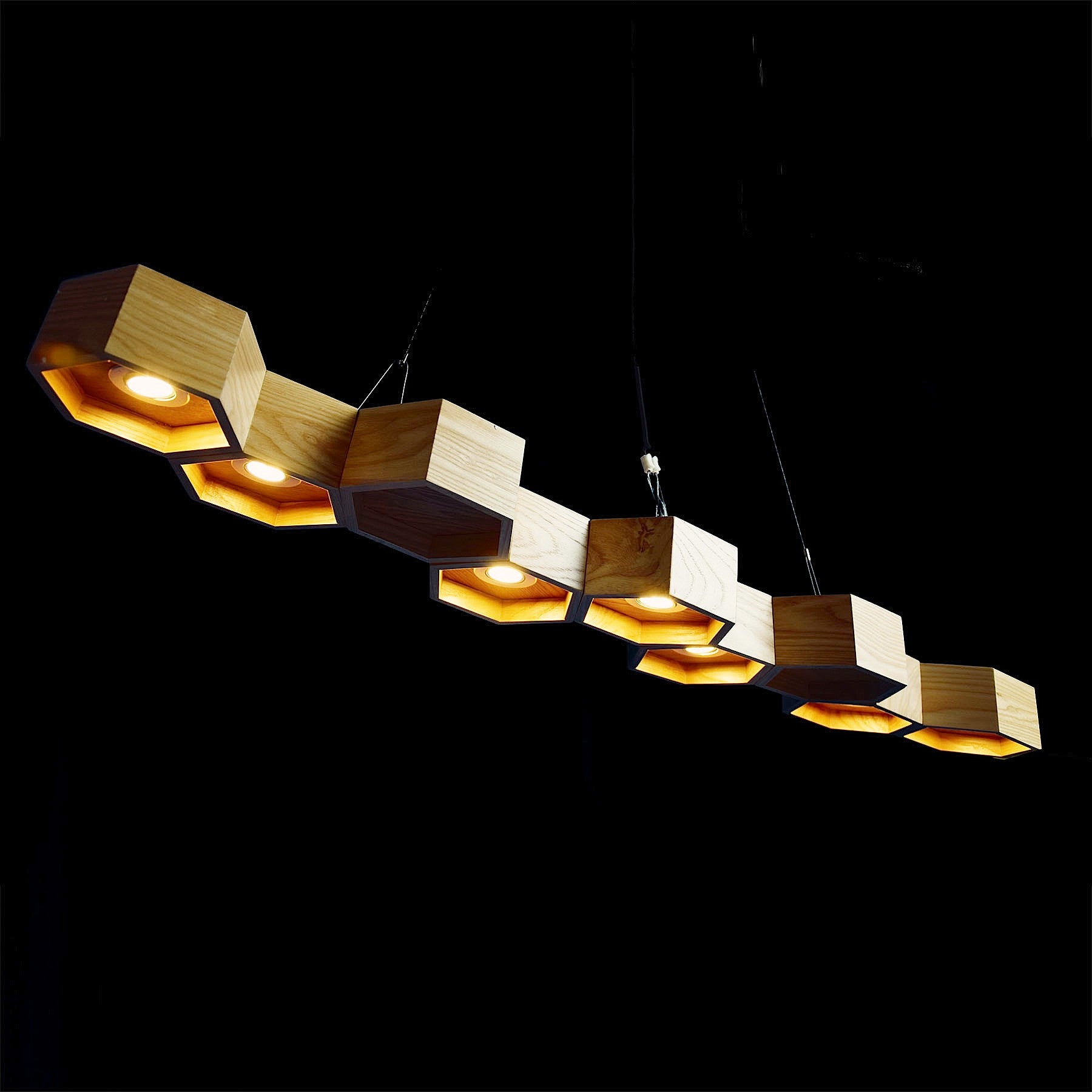 Honeycomb Solid Wood Pendant Lamp With Led Bulbs Bp0687-9N