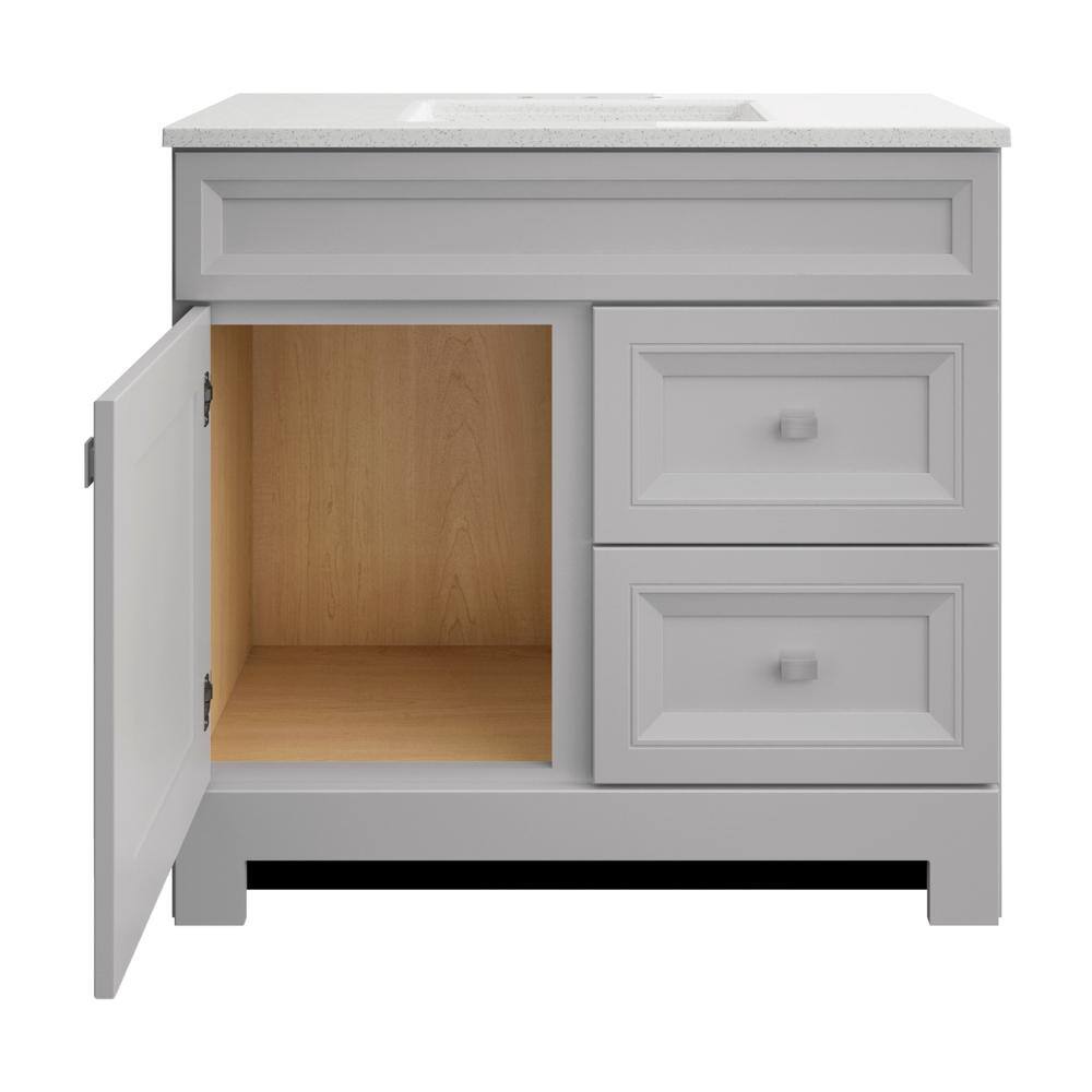 Home Decorators Collection Sedgewood 36.5 in. W x 18.8 in. D x 34.4 in. H Freestanding Bath Vanity in Dove Gray with Arctic Solid Surface Top PPLNKDVR36D