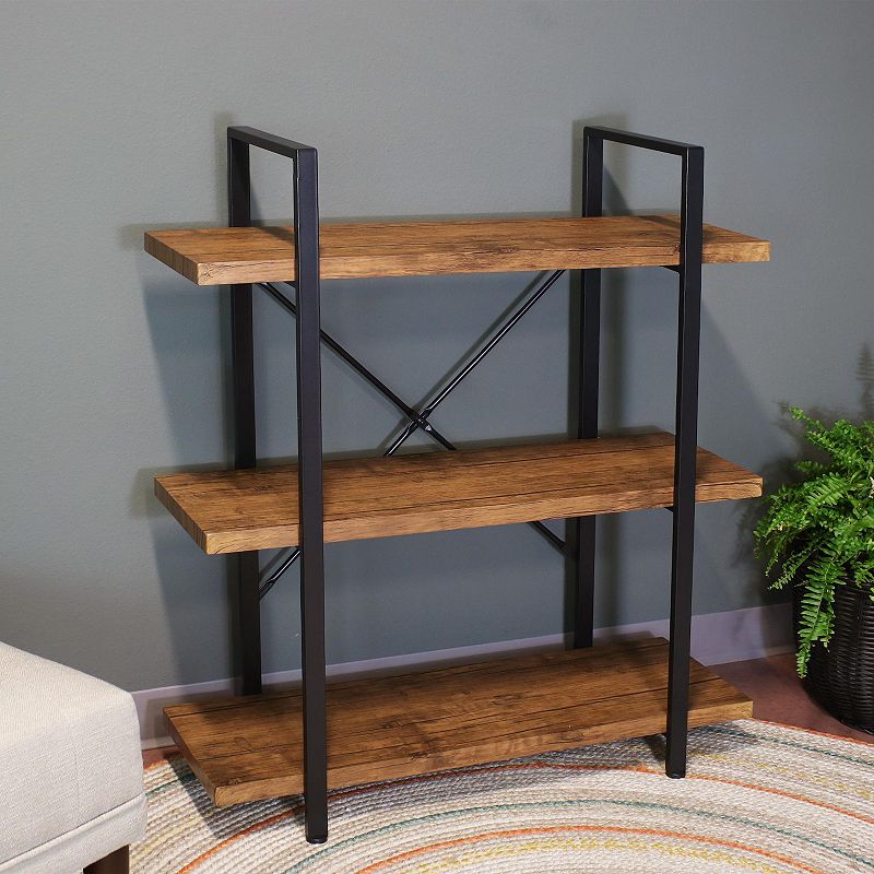 Sunnydaze 3-tier Bookshelf With Wood Veneer Shelves