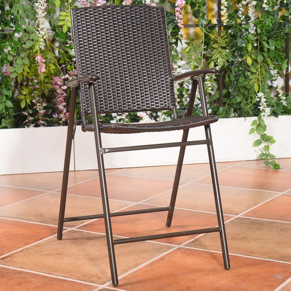 Costway 16247538 Set of 4 Folding Rattan Bar Chair...