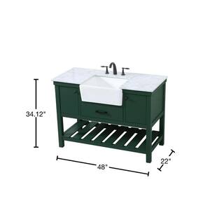 Timeless Home 22 in. W x 48 in. D x 34.125 in. H Bath Vanity in Green with Carrara White Marble Top TH120296GN