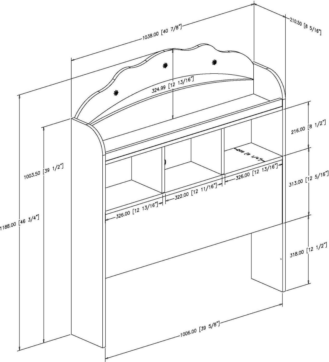 South Shore Tiara Twin 39-inch Bookcase Headboard， White