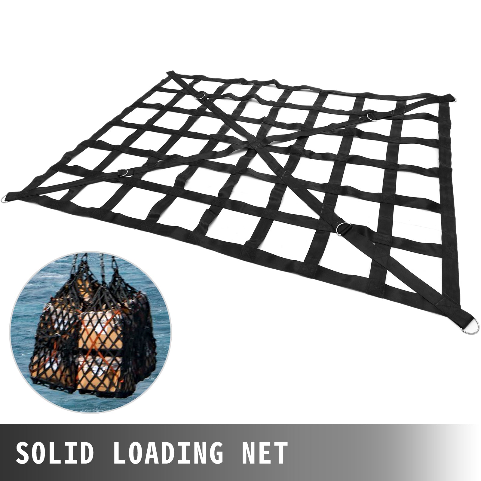 VEVOR 4.2' x 5.5' Cargo Net with Cam Buckles and S-Hooks， Cross Strap Truck Bed Cargo Net 50