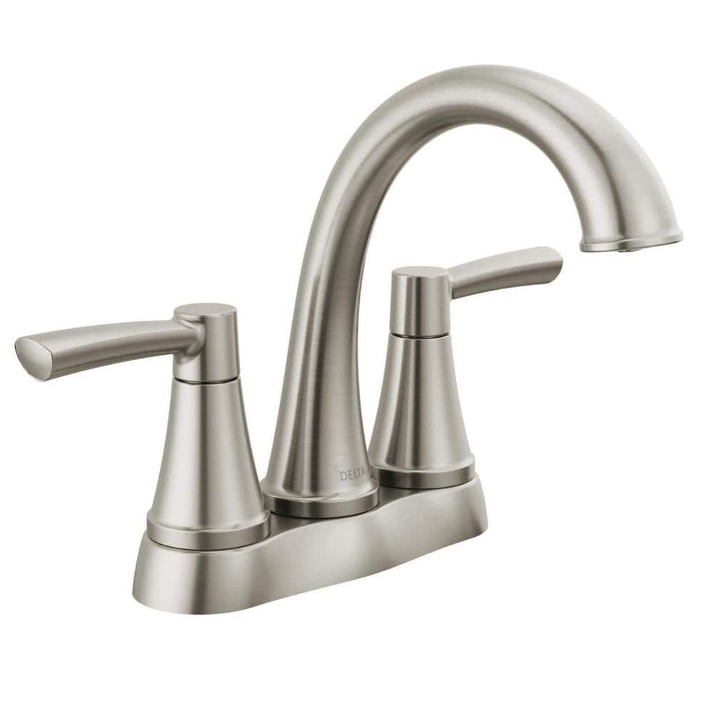 Delta Casara 4 in Centerset Double Handle Bathroom Faucet in Spotshield Brushed Nickel