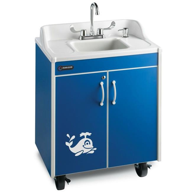 Ozark River Manufacturing CHSTB-ABW-AB1N Lil Splasher Child Height Portable Hot Water Handwashing Sink&#44; Blue & White