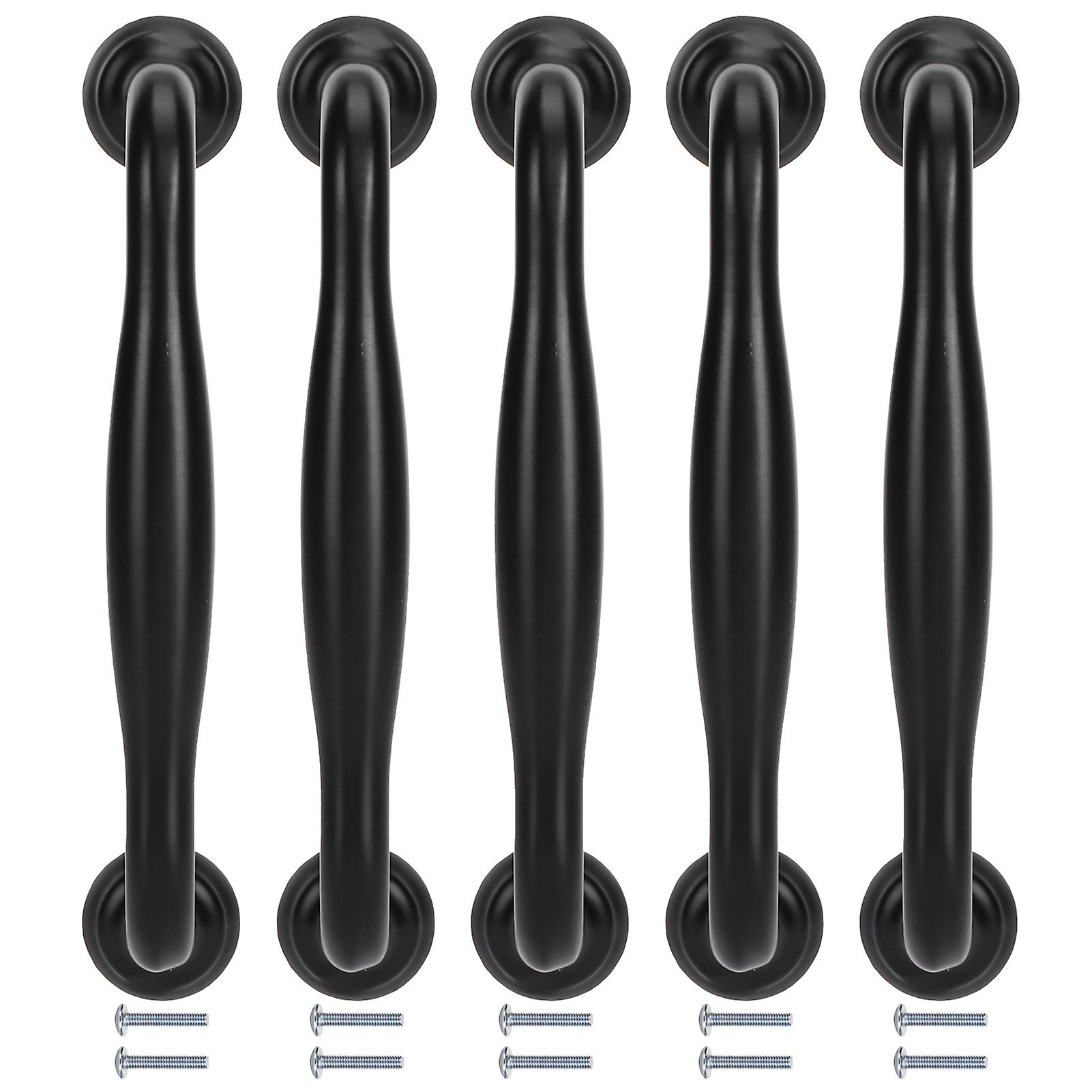 5set Door Handle Zinc Alloy Cabinet Closet Wardrobe Drawer Pull Knob Furniture Hardware Black