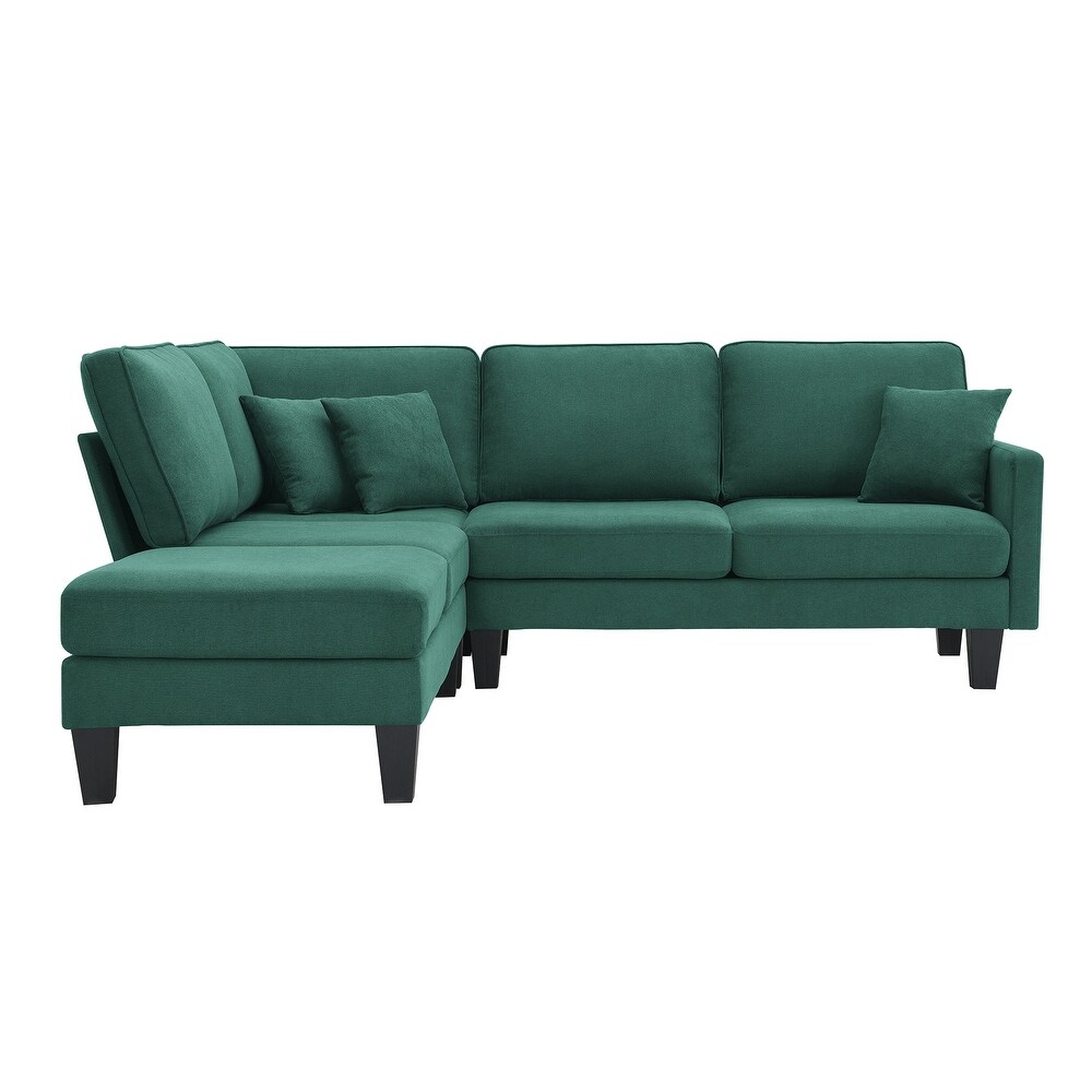 Terrycloth Modern L Shape Sectional Sofa  5 Seat Practical Couch Set with Chaise Lounge and 3 Pillows for Living Room