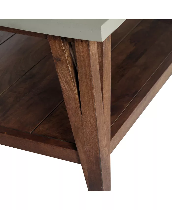 Alaterre Furniture Brookside Cement-Top Wood Coffee Table