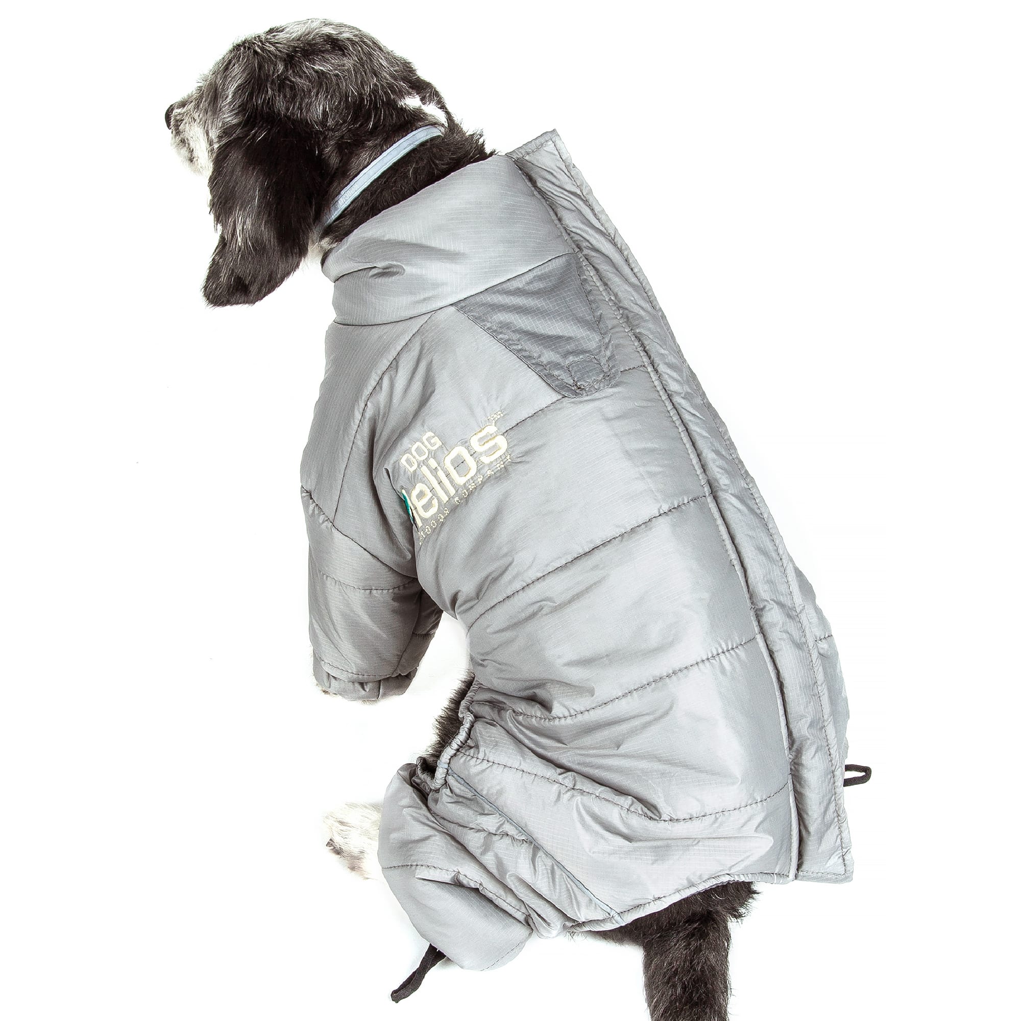 Dog Helios Grey Thunder-Crackle Full-Body Waded-Plush Adjustable and 3M Reflective Dog Jacket， X-Small