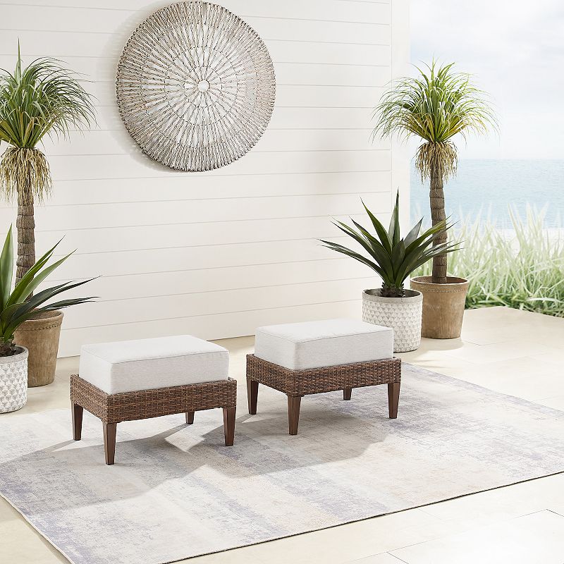 Crosley Capella Outdoor Wicker Ottoman 2-Piece Set