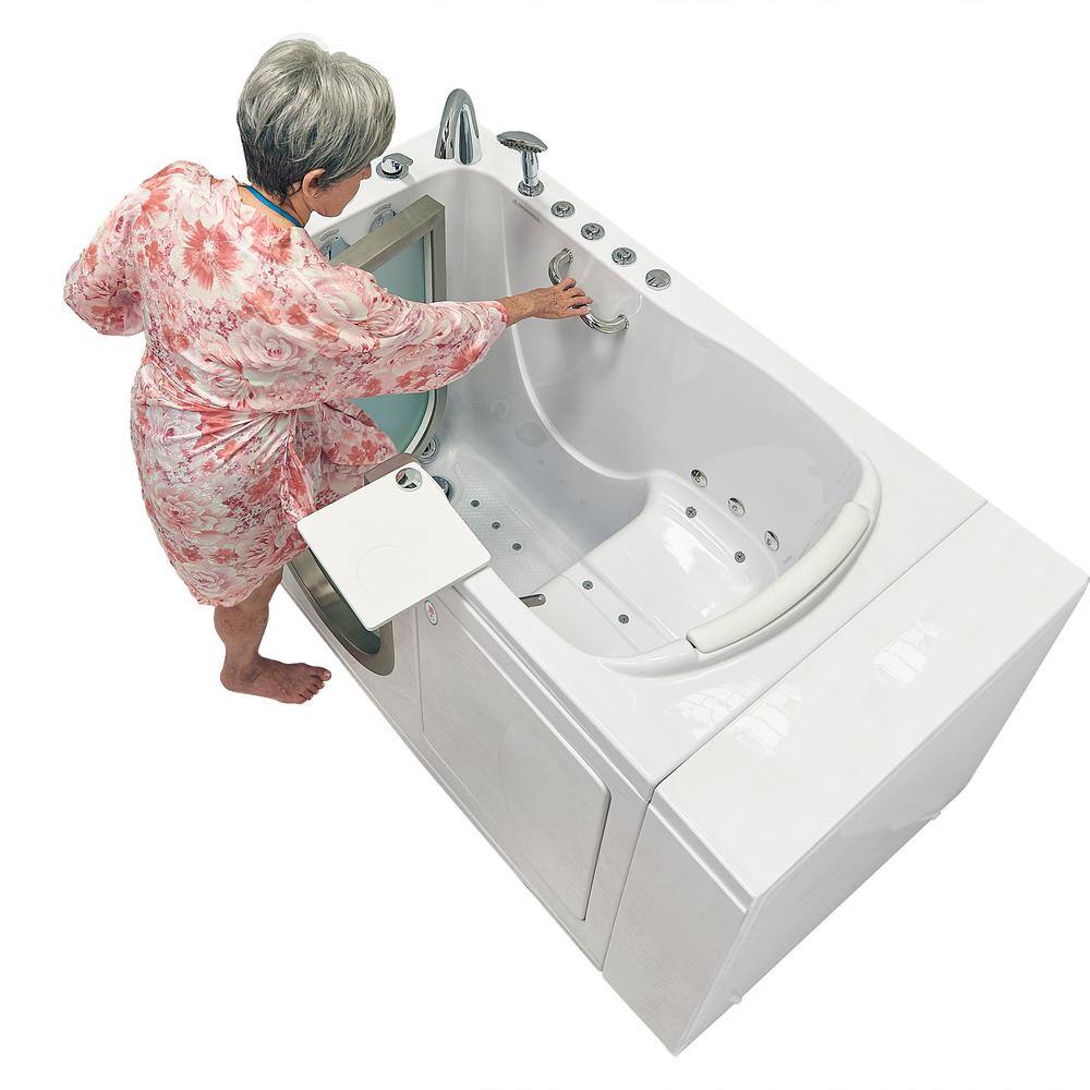 Ella Elite 52 in. Whirlpool and Air Bath Walk-In Bathtub in White Right Door Heated Seat Fast Fill Faucet2 in. Dual Drain 931075PH