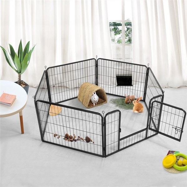 Yaheetech Heavy Duty Wire Dog and Cat Playpen， Black