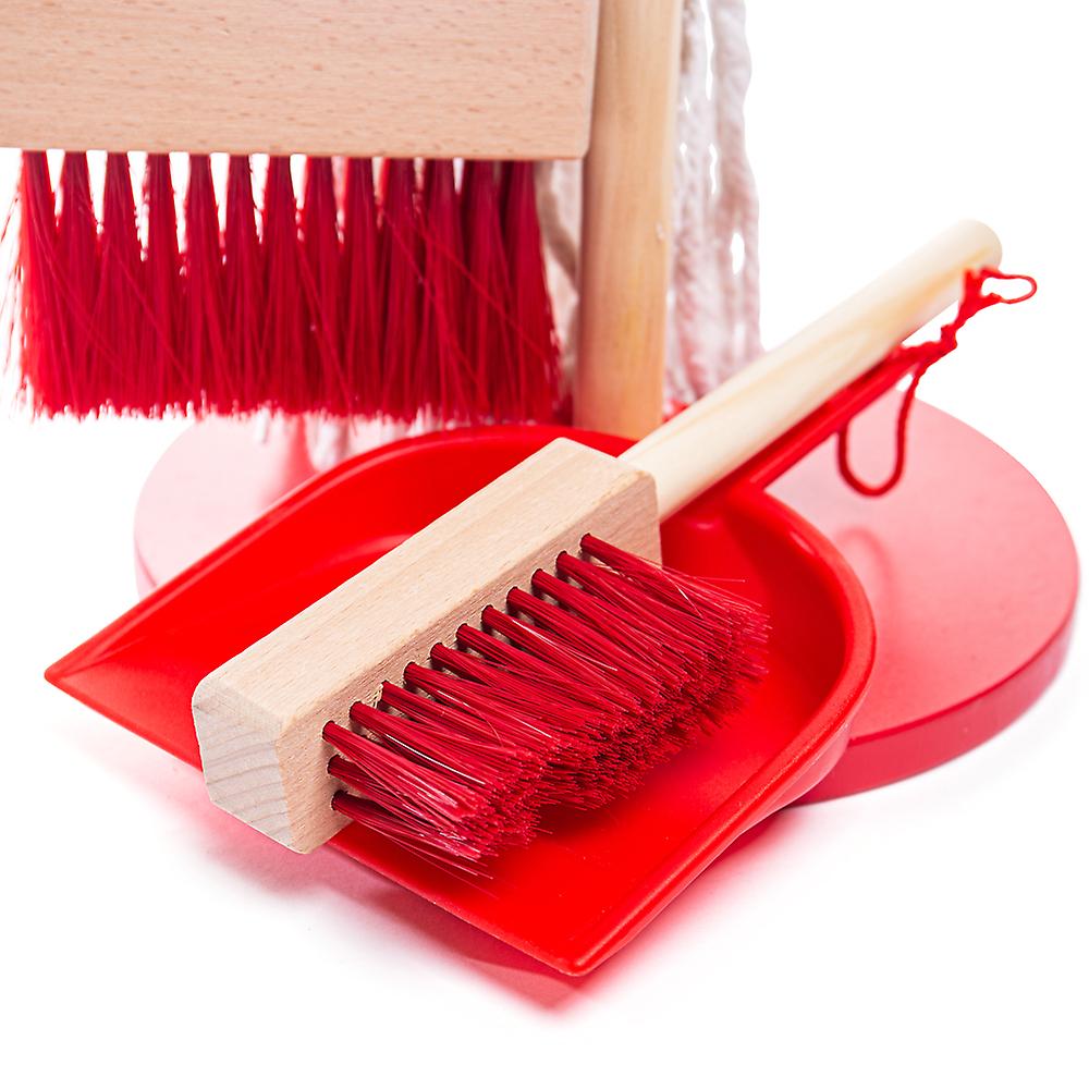 Bigjigs Toys Wooden Cleaning Set with Broom， Mop， Dustpan and Brush Roleplay