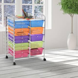 Boyel Living Multi-Colored Steel Frame 15-Drawer Utility Rolling Organizer Cart HYSN-53825RB