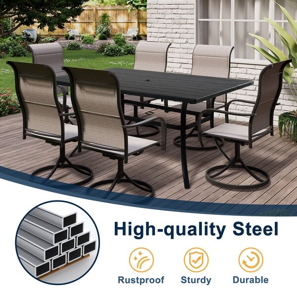 Cast Aluminum Rectangular Bistro Dining Table with Umbrella Hole