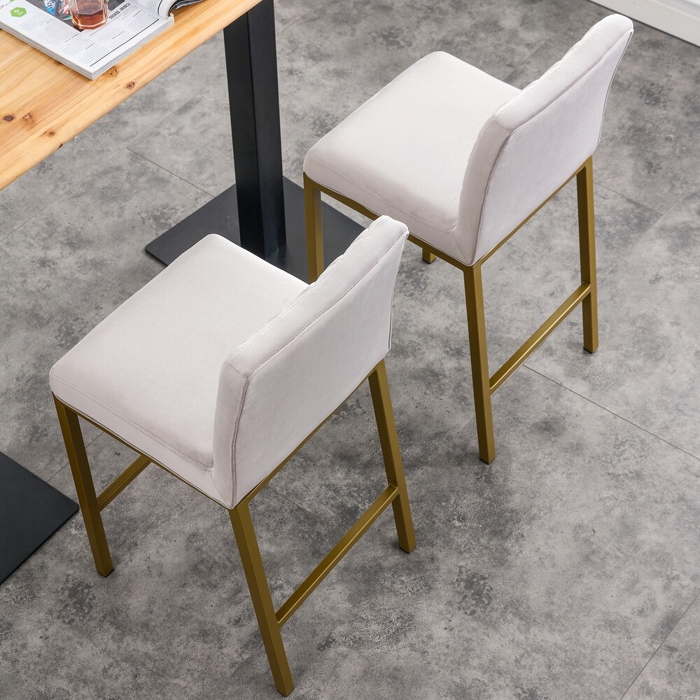 Metal Legs Velvet Bar Chair (Set of 2)