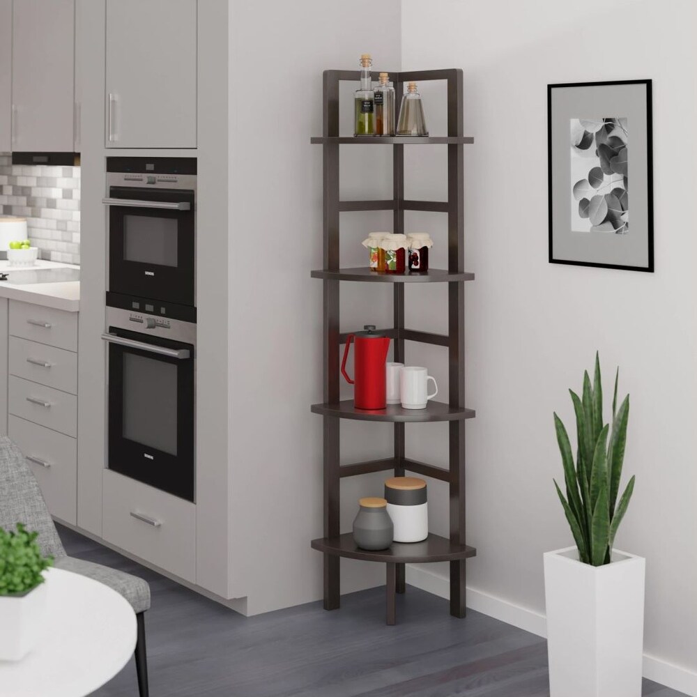 Modern Corner Bakers Rack Coffee Finish