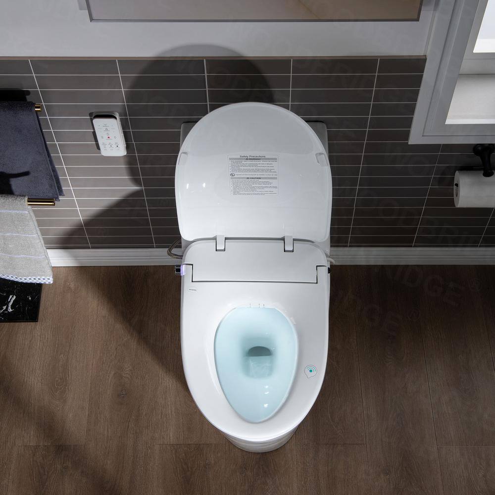 WOODBRIDGE Marsala I 1-Piece 1.1GPF1.6 GPF Dual Flush Elongated Toilet with Advance Smart Bidet Toilet in White HT0041