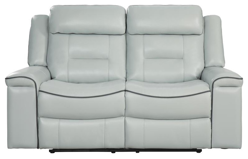 Lexicon Darwan Faux Leather Lay Flat Double Reclining Loveseat in Dark Gray   Contemporary   Loveseats   by Homesquare  Houzz