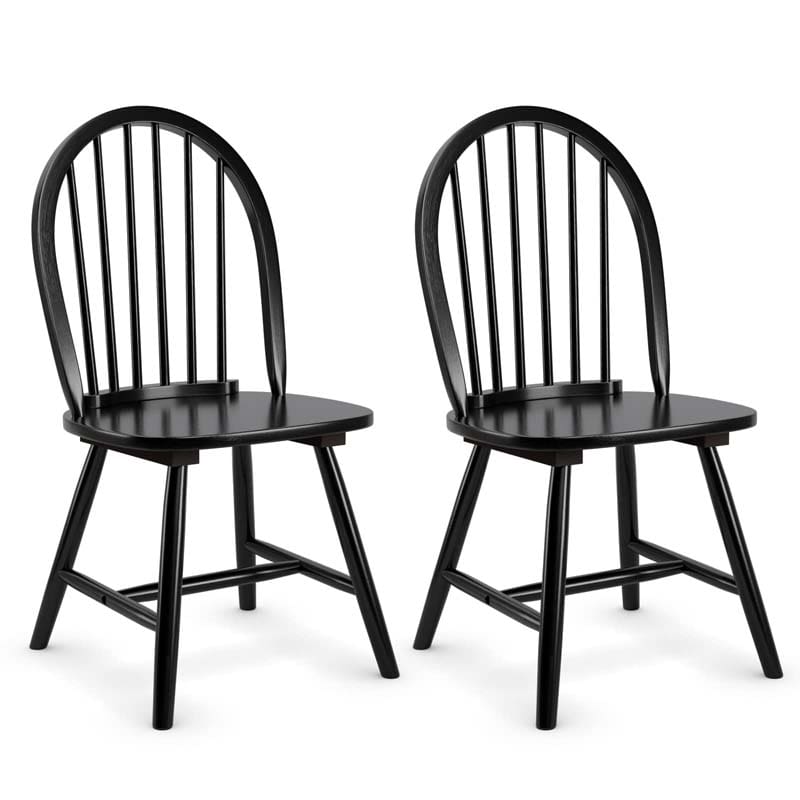 2 Pcs Vintage Windsor Wood Chairs with Spindle Back, French Country Armless Dining Chairs