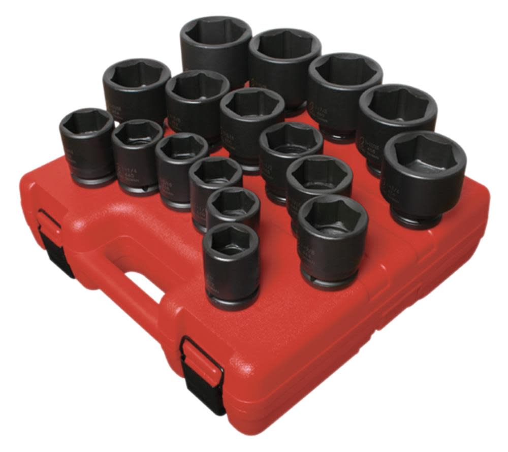 17 pc. 3/4 In. Dr. Heavy Duty SAE Impact Socket Set ;