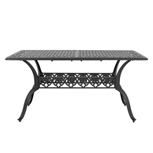 Outdoor Rectangle Cast Aluminum Dining Table with 2.1'' Umbrella Hole