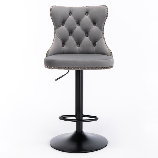 Modern Set of 2 Swivel Velvet Barstools