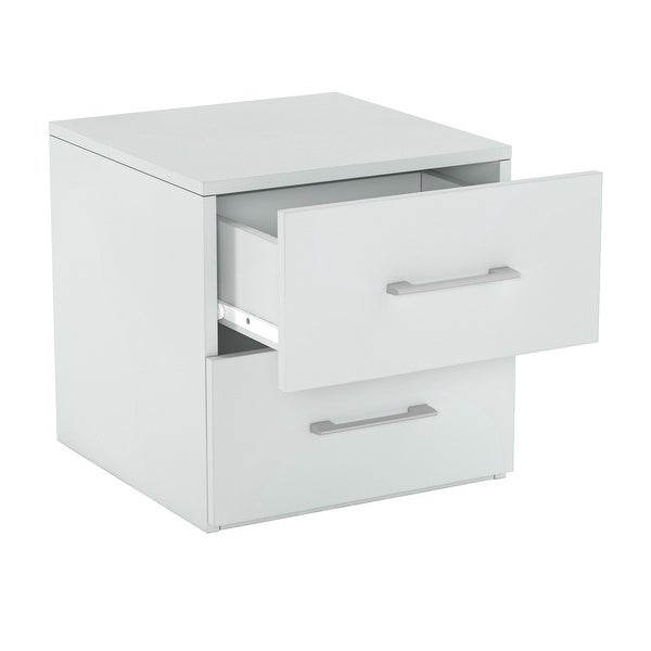 Lundy Low Profile Nightstand with USB， White， by Living Essentials