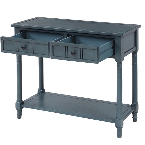 Traditional Design Console Table with 2 Drawers and Bottom Shelf