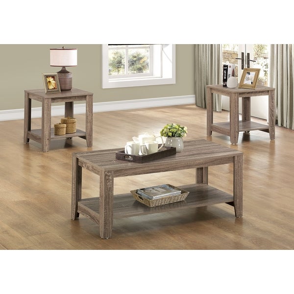 HomeRoots Dark Taupe Table Set 3Pcs Set - 42 x 20.5 x 17