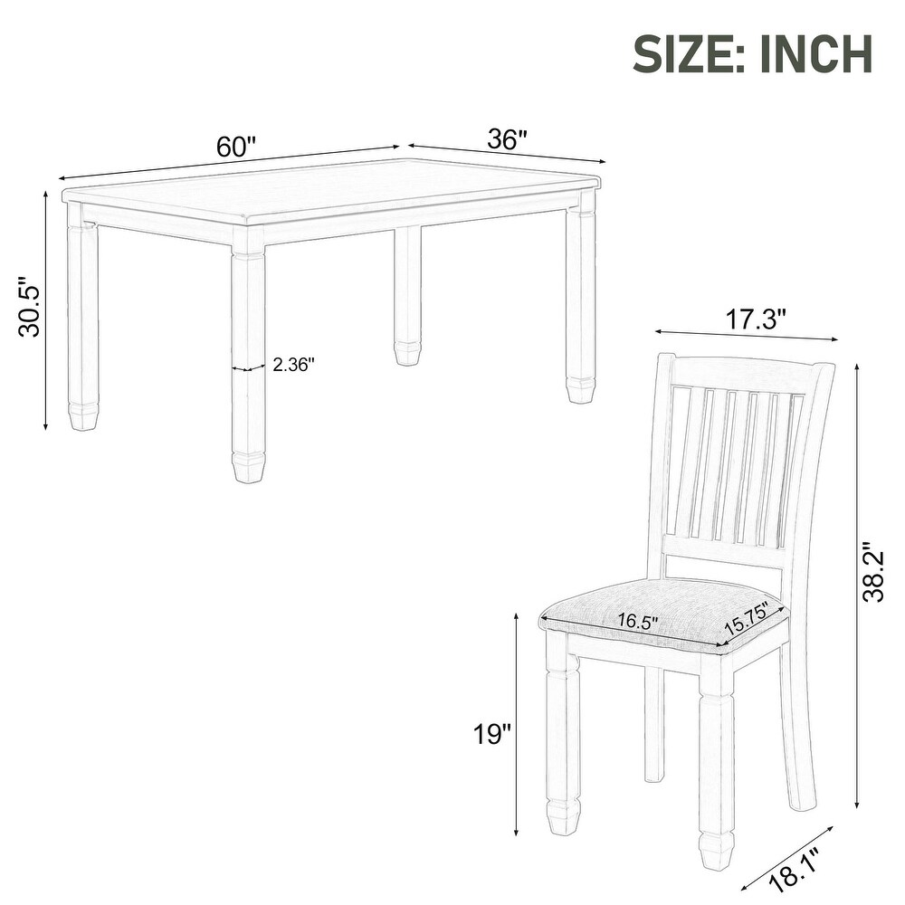 7 Piece Moderm Wood Dining Table Set with Rectangular Dining Table and Upholstered Ergonomically Dining Chairs  for Dining Room