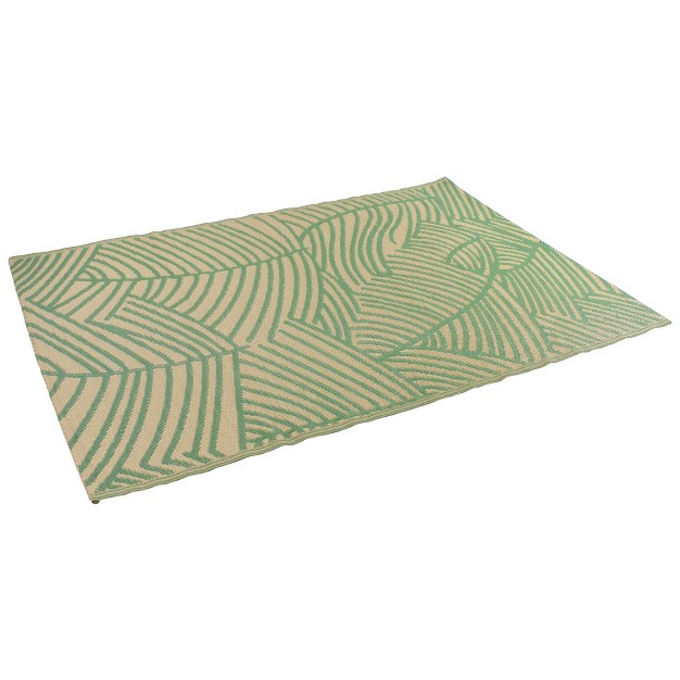 Northlight 4 x27 X 6 x27 Green And Beige Leaf Design Rectangular Outdoor Area Rug