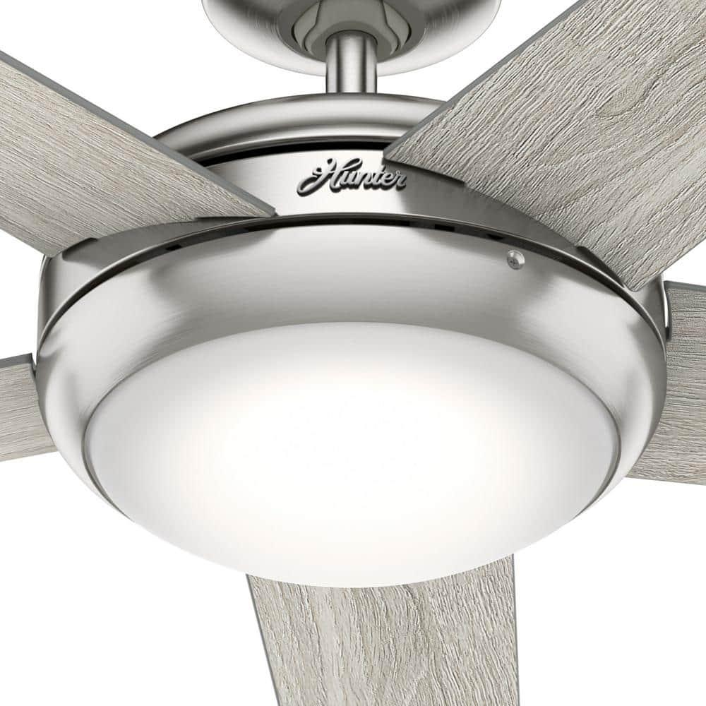 Hunter Barton 52 in LED Indoor Brushed Nickel Ceiling Fan with Light and Remote Control