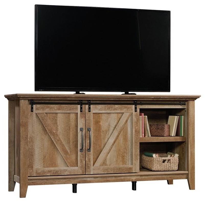 Pemberly Row Engineered Wood TV Stand for TVs up to 70 quotin Craftsman Oak   Farmhouse   Entertainment Centers And Tv Stands   by Homesquare  Houzz