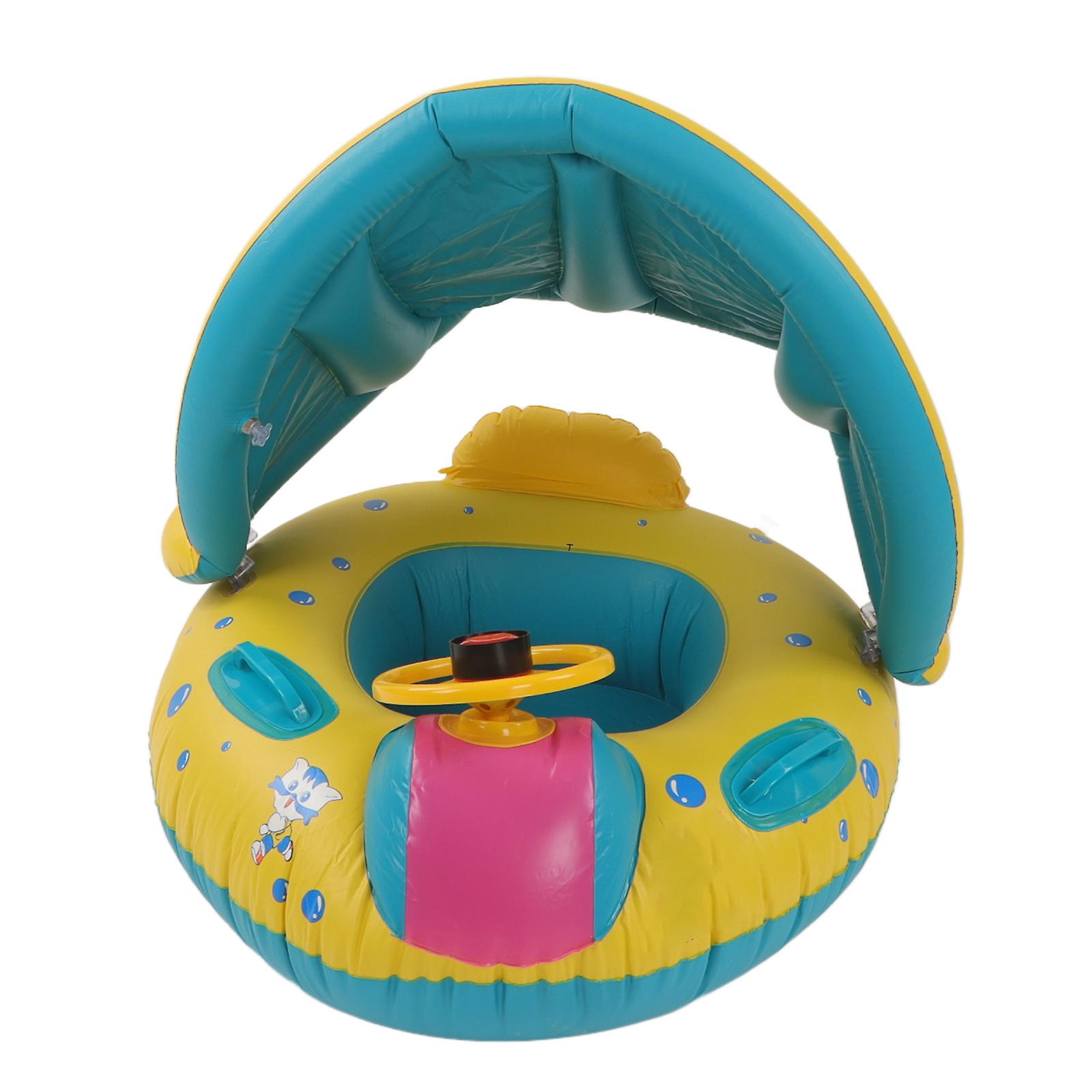 Baby Swim Ring Seat Detachable Sunshade Kid Swimming Ring With Steering Wheel