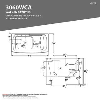 Universal Tubs HD Series 30 in. x 60 in. RD Walk-In Soaking Bathtub in White HD3060WCARWS