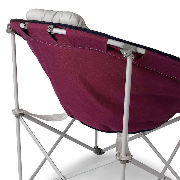 Core Equipment Oversized Padded Round Saucer Moon Outdoor Camping Folding Chair With Headrest Wine