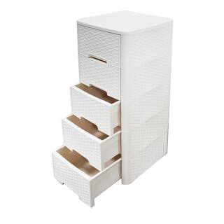 Modern Homes Rattan Style 5-Drawer Unit in Ivory 68191