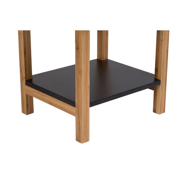 2 Tier Solid Bamboo Frame End Table with Drawer