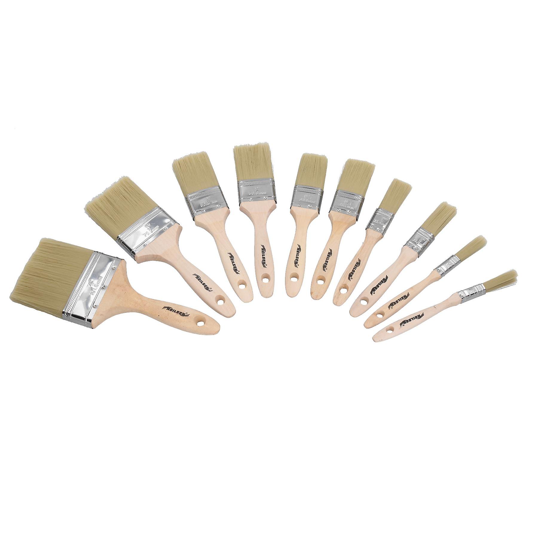 10pc Painting Paint Brush Set For Painting + Decorating 13mm – 100mm Brushes