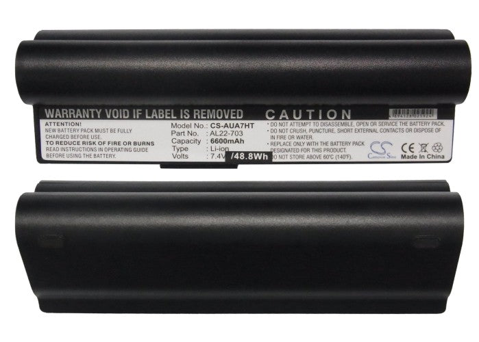 Asus Eee PC 701SD Eee PC 701SDX Eee Black 6600mAh Replacement Battery BatteryClerkcom Laptop and Notebook