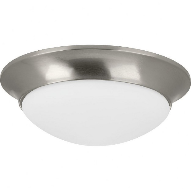 Progress Lighting Crown Collection 2 light Flush Mount Brushed Nickel Etched Glass Material Steel Finish Color Brushed Nickel